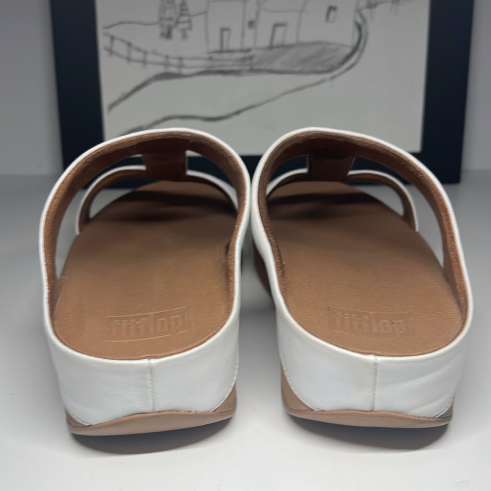 FitFlop Fino Mirror Dome Leather Sandals - Urban White Women’s Size 8 - Picture 10 of 16